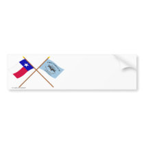 Crossed Texas and New Orleans Greys Flags Bumper Stickers
