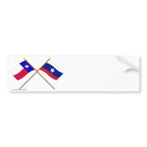 Crossed Texas and Pilot Flags Bumper Stickers