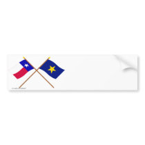 Crossed Texas and Republic of Texas Flags Bumper Sticker