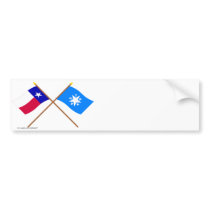 Crossed Texas and Zavala Flags Bumper Stickers