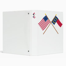 Crossed US 13-star and North Carolina State Flags 3 Ring Binders