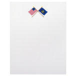 Crossed US 13-star and Pennsylvania State Flags Custom Letterhead