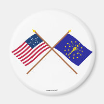 Crossed US 20-star and Indiana State Flags Refrigerator Magnets