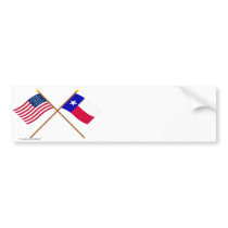 Crossed US 28-star and Texas Flags Bumper Sticker