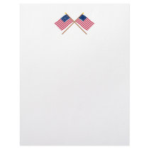 Crossed US 50 and 13-star Flags Letterhead