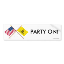 Crossed US and Gadsden Flags Bumper Sticker