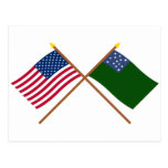 Crossed US and Green Mountain Boys Flags Postcards
