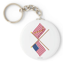 Crossed US and Rattlesnake Flags Keychains