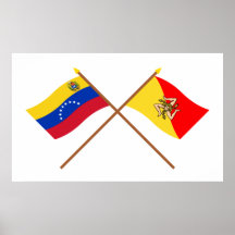 Crossed Venezuela and Sicily Flags Poster
