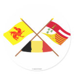 Crossed Walloon and Liège Flags with Belgium