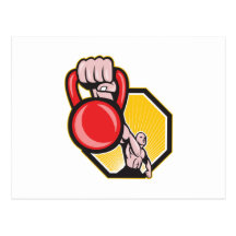 Crossfit Training Lifting Kettlebell Front Postcards