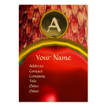 CROTALUS MONOGRAM RUBY AGATA,bright bold red grey Business Cards