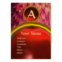CROTALUS MONOGRAM TOPAZ ,bright red Business Card Template