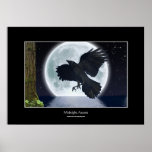 Crow & Full Moon Art Poster