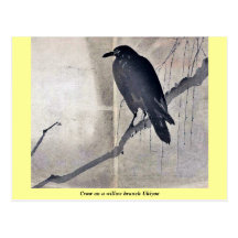 Crow on a willow branch Ukiyoe Postcards