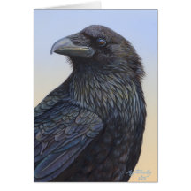Crow Raven Sunset Painting Art Greeting Cards