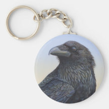 Crow Raven Sunset Painting Art Keychains