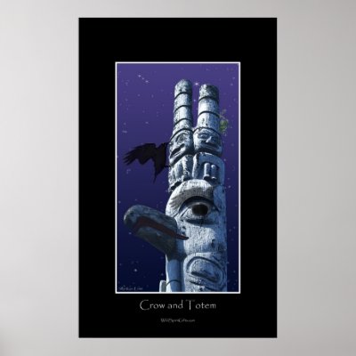 CROW & TOTEM Art Poster by RavenSpiritPrints