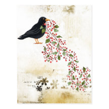 Crow With Vine Post Cards