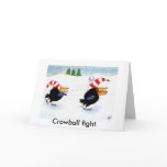 Crowball fight Christmas or winter card