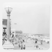 Crowds 2 square stickers