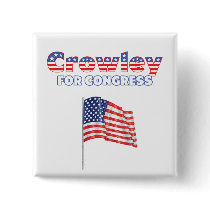 Crowley for Congress Patriotic American Flag Buttons