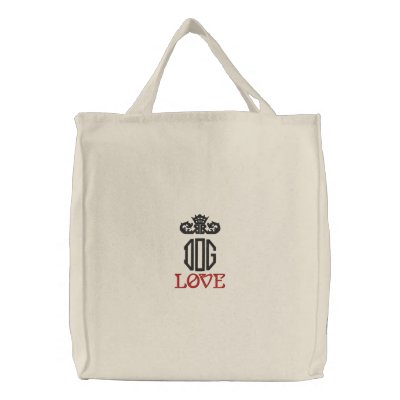 Crown Dog Love Light Embroidered Bag by LittleMilkyShop