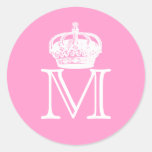 Crown Monogram Round Sticker