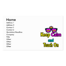 Crown Sunglasses Keep Calm And Teach On Business Card Template
