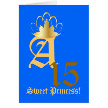 Crowned Monogram Sweet Fifteen!-Customize Card
