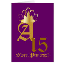 Crowned Monogram Sweet Fifteen!-Customize Card
