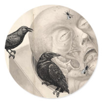 Crows and corpse round sticker