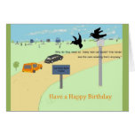 Crows At A Car Boot Sale. Birthday Card