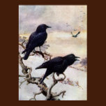 Crows in Winter Vintage Illustration posters