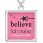 Croyez au collier d'argent sterling de contes de f