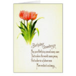 Cru 1915 de salutations d'anniversaire de tulipes carte