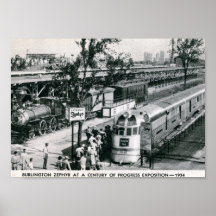 Cru 1934 de train de Deco de zéphyr de Burlington Affiche