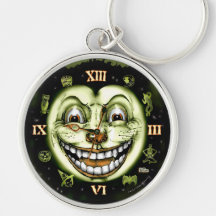 Cru Halloween d'horloge du chat noir 13 Porte-clés