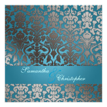 Cru + Invitations romantiques de mariage damassé
