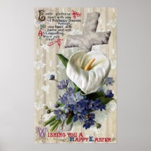 Cru Pâques de zantedeschia et de croix Affiche