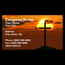 Crucifix on a Hill Against Beautiful Sunset Business Card Template