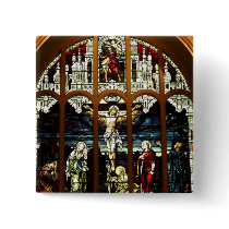 Crucifixion - Jesus on The Cross - Stained Glass Pinback Buttons