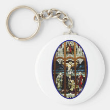 Crucifixion of Jesus stained glass window Keychain