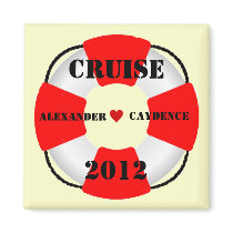 Cruise-Bride & Groom Life Preserver Refrigerator Magnet