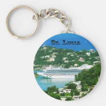 Cruise ship docked at St.Lucia Key Chain