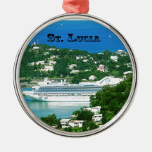 Cruise ship docked at St.Lucia Ornaments