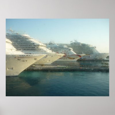 Cruise Ships at Sunrise Canvas Print by CarolinaV