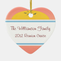 Cruise Sunset Family Reunion Heart Favour Ornaments