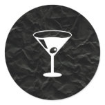 Crumpled Black Paper Round Stickers