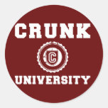 crunk university round sticker
